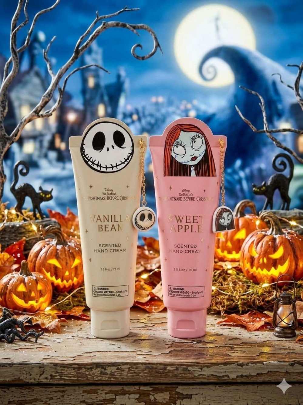 Jack & Sally Vanilla Bean & Sweet Apple Scented Hand Cream Duo with Charms